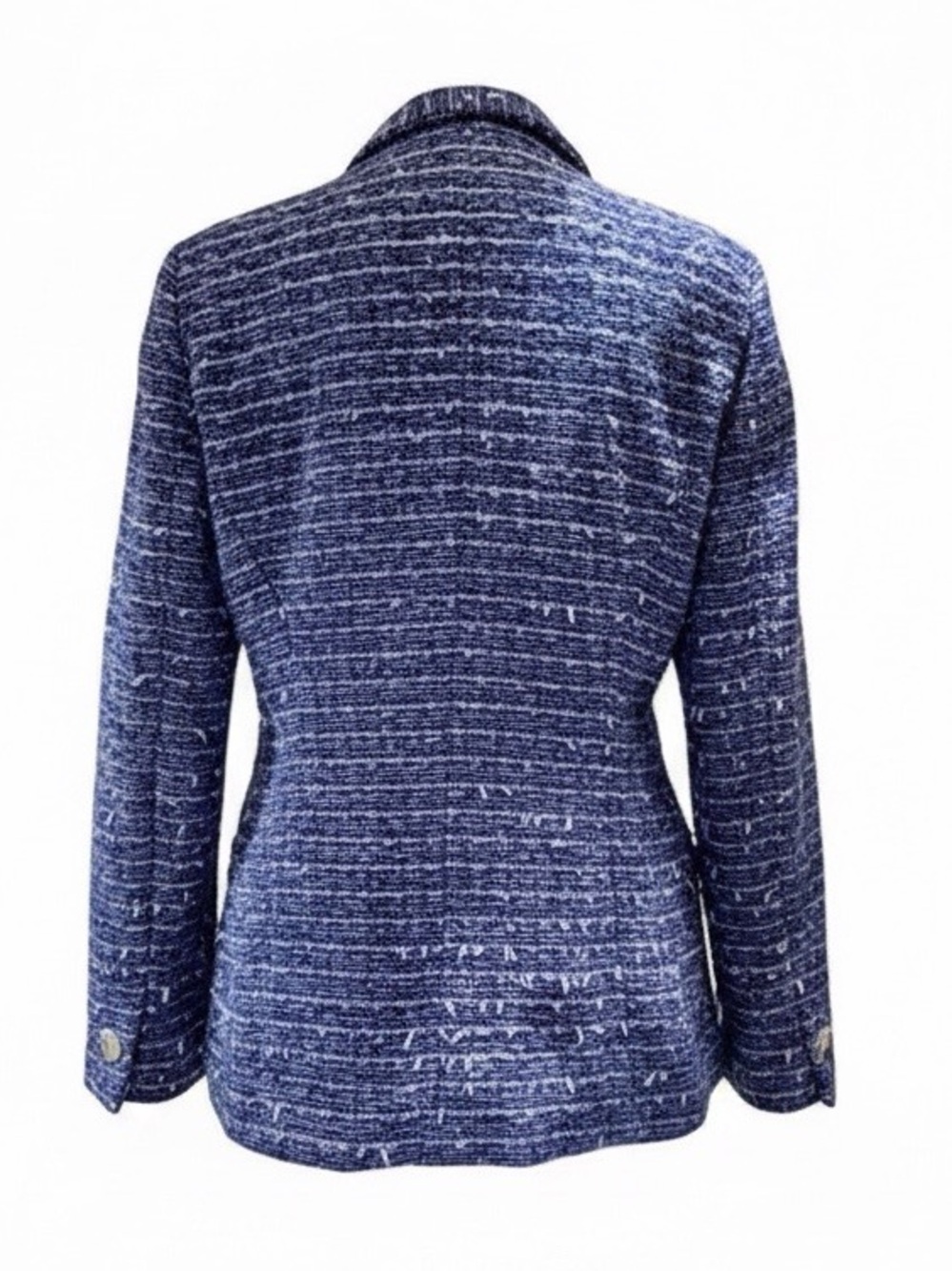 Zenobia Blue Tweed Suit | Chanel-Inspired Textured Blazer & Skirt | Like-New | 8 - Picture 7 of 15